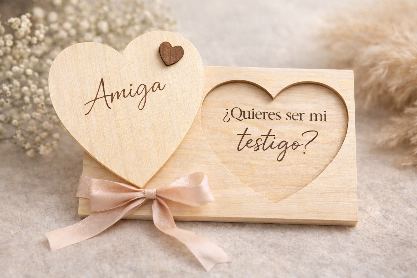 Corazón de Madera Personalizado para Padrinos | ¿Quieres ser mi Madrina/Padrino? | Regalo Especial en Abedul Natural