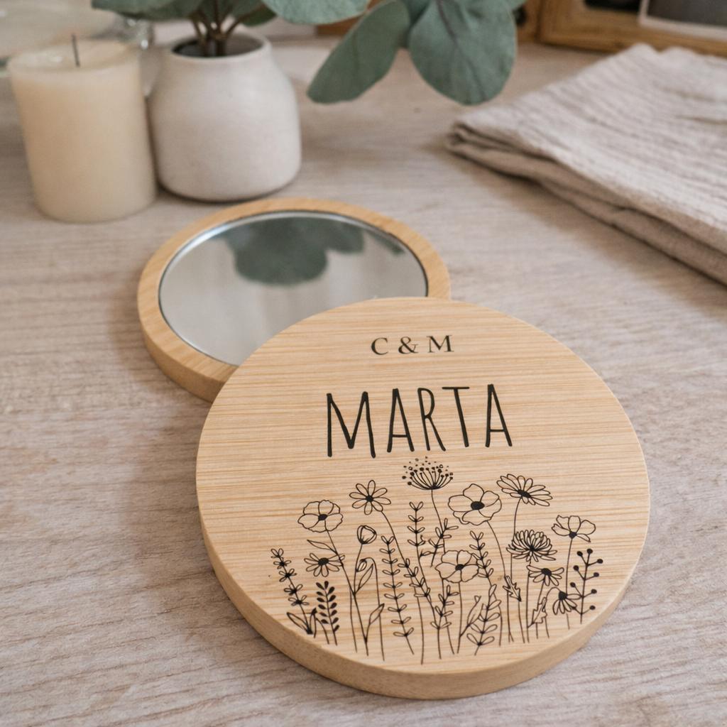 Espejo de Madera Personalizado para Boda – Detalle Original para Invitados