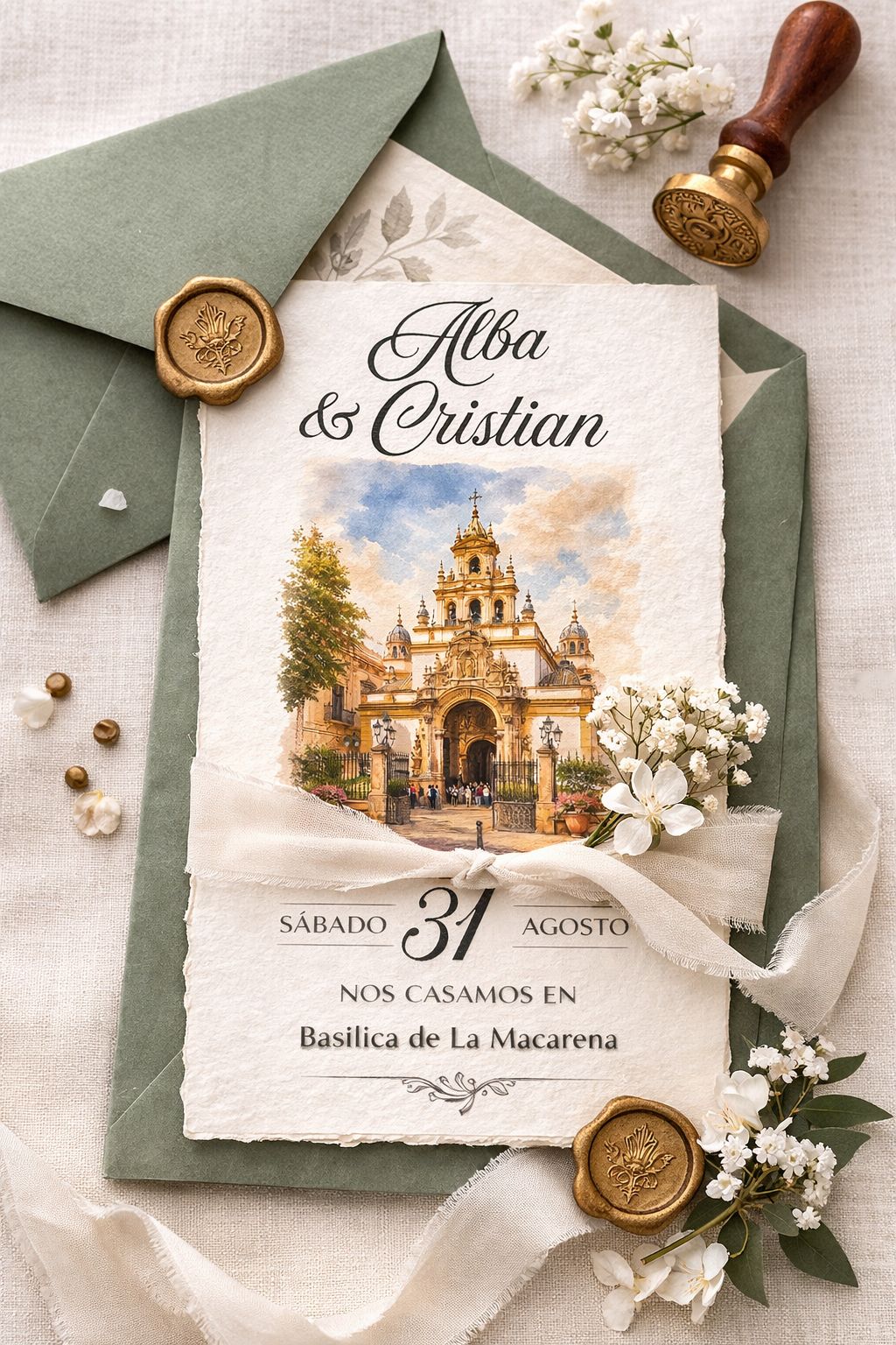 Invitaciones boda personalizadas en papel acuarela