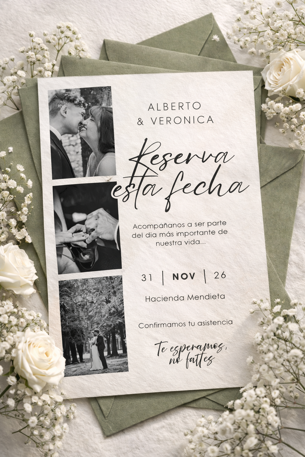 Invitaciones boda personalizadas en papel acuarela