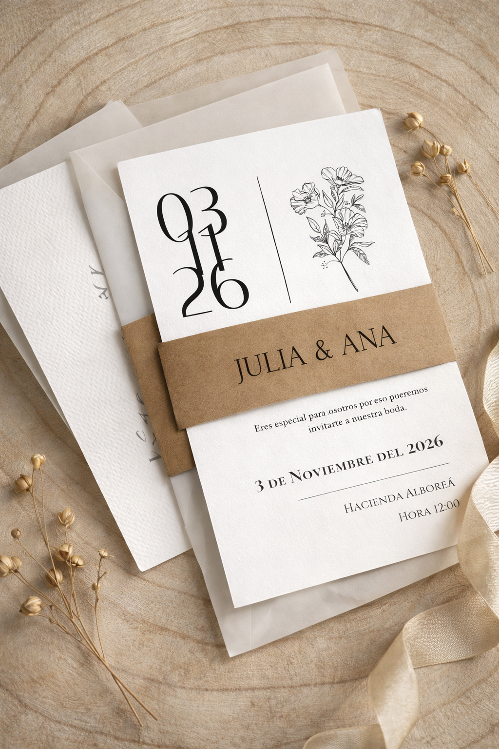 Invitaciones boda personalizadas en papel acuarela