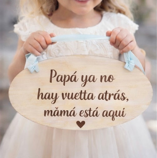 Cartel de madera para boda con frases divertidas – Cuelgue para niños o perros