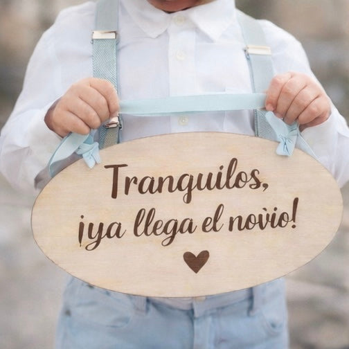 Cartel de madera para boda con frases divertidas – Cuelgue para niños o perros