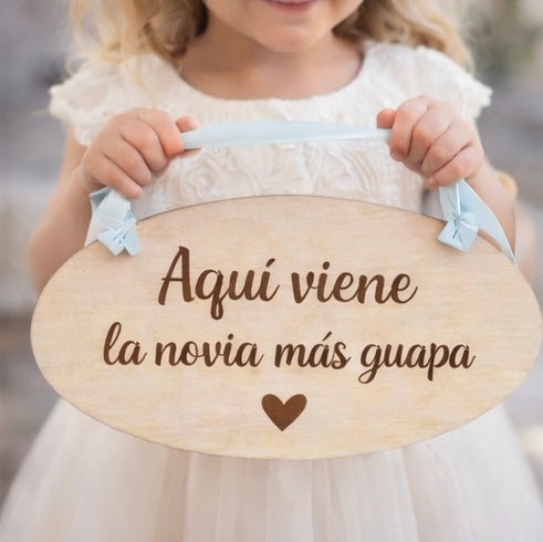 Cartel de madera para boda con frases divertidas – Cuelgue para niños o perros