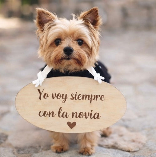 Cartel de madera para boda con frases divertidas – Cuelgue para niños o perros