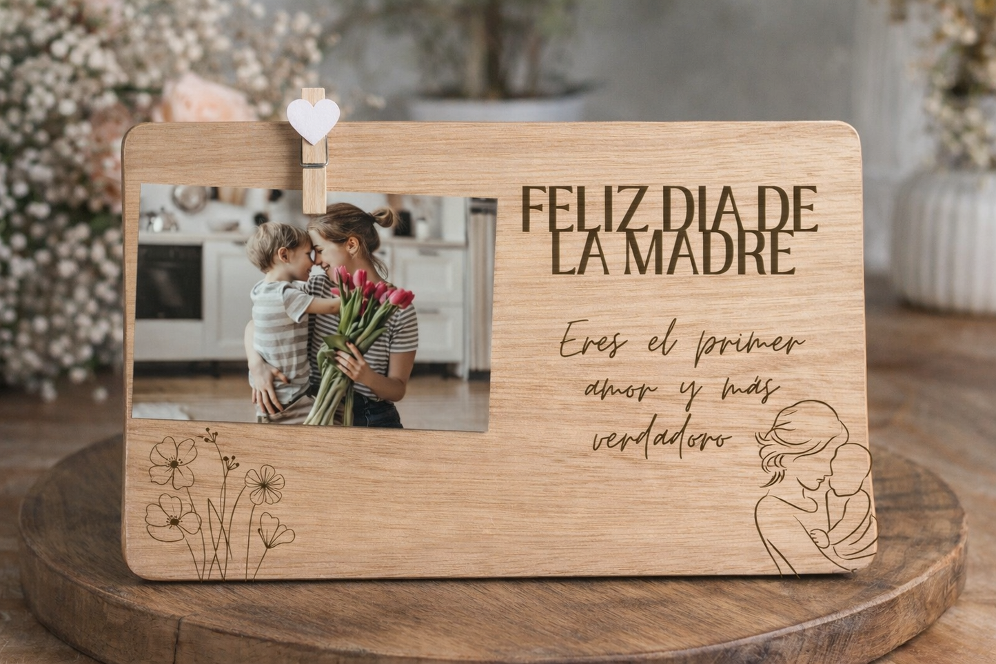 Marco de recuerdos en madera personalizado – Un mensaje para quien siempre está