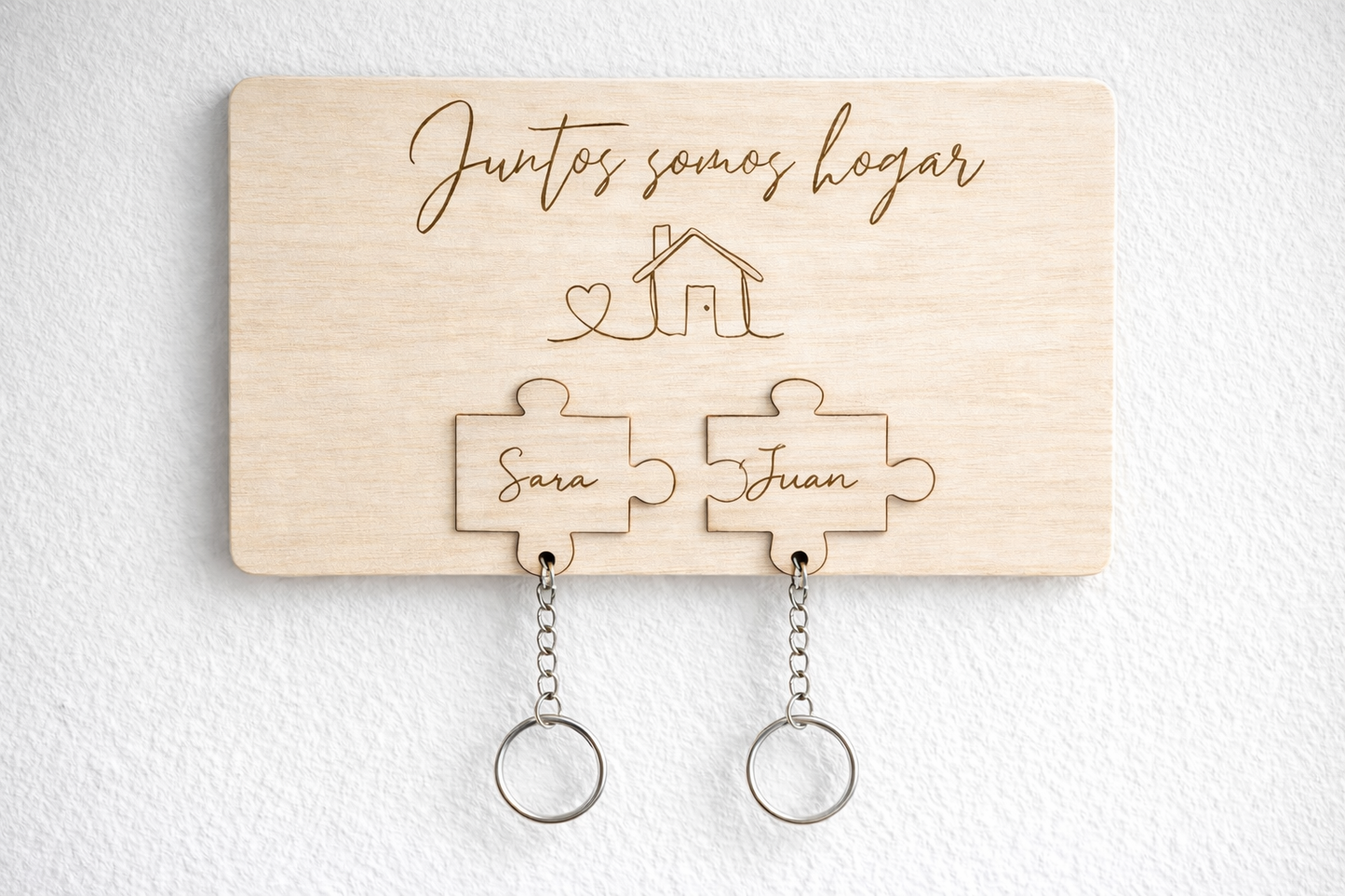 Cuelga Llaves para Pareja Personalizado en Madera – Juntos Somos Hogar