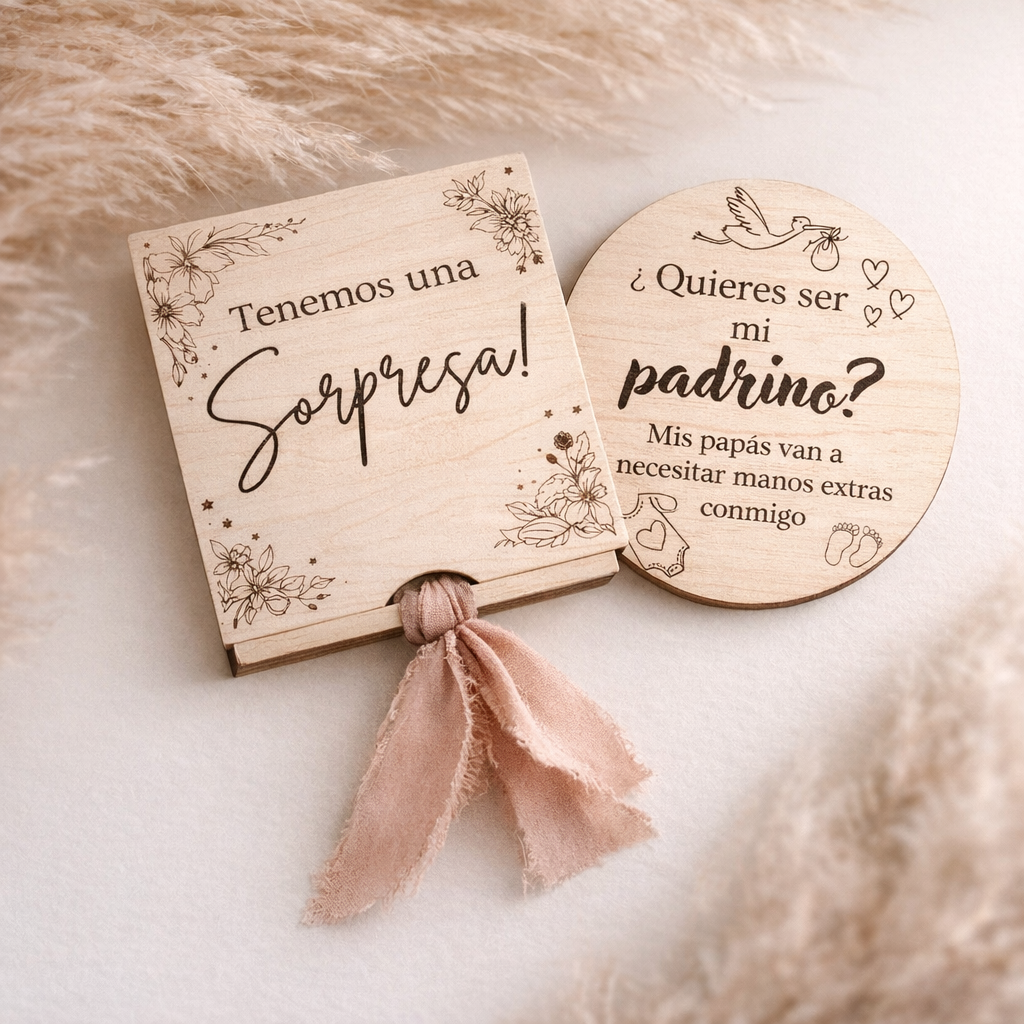 Caja Sorpresa Personalizada en Madera de Abedul | Para Noticias Especiales