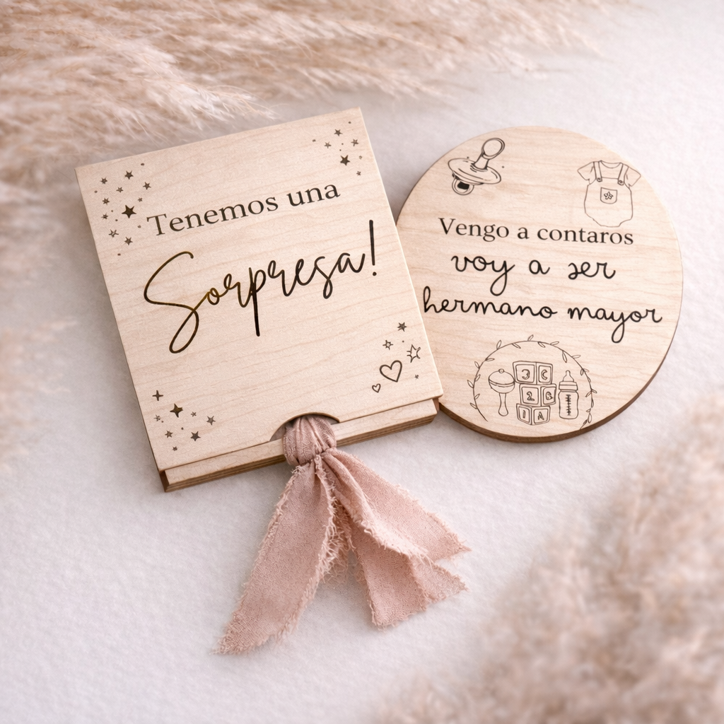 Caja Sorpresa Personalizada en Madera de Abedul | Para Noticias Especiales