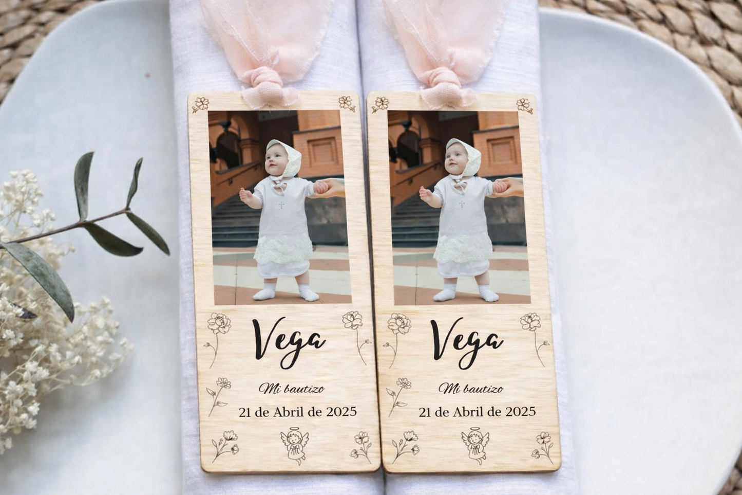 (Copia) Marcapáginas de madera personalizado para boda – Detalle grabado con nombres y fecha