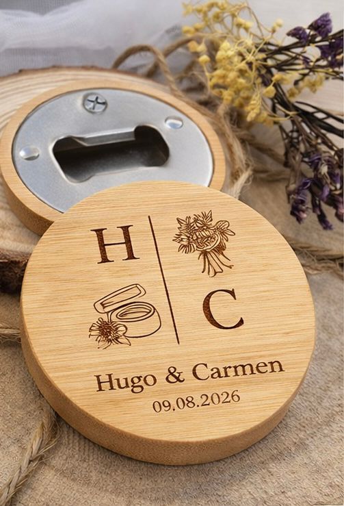 Abridor de Madera Personalizado para Boda – Detalle Original para Invitados