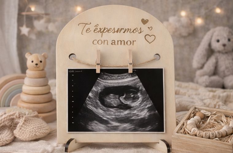Marco de ecografía personalizado en madera – Recuerdo del embarazo