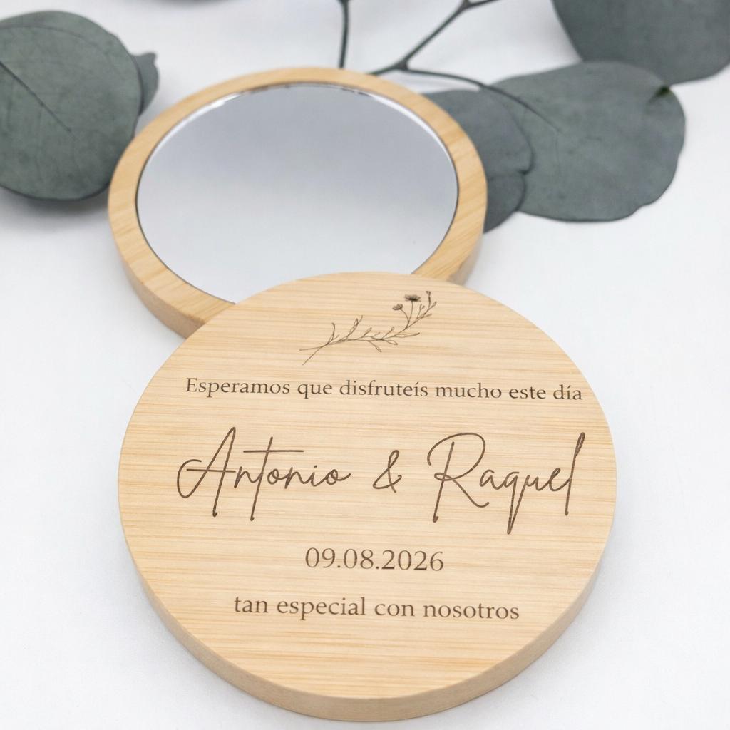 Espejo de Madera Personalizado para Boda – Detalle Original para Invitados