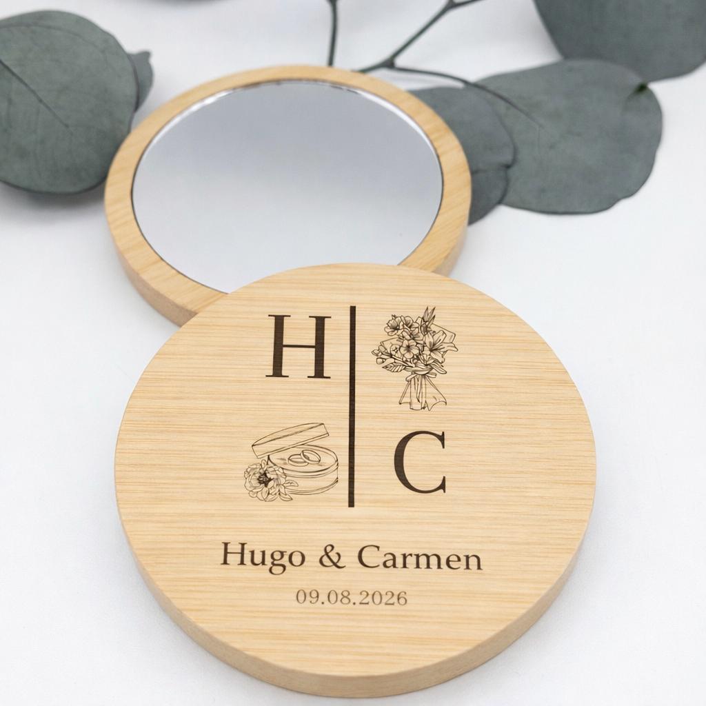 Espejo de Madera Personalizado para Boda – Detalle Original para Invitados