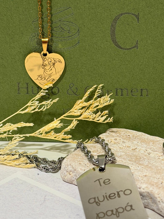 Collares de acero inoxidable grabados – Un recuerdo que se lleva puesto