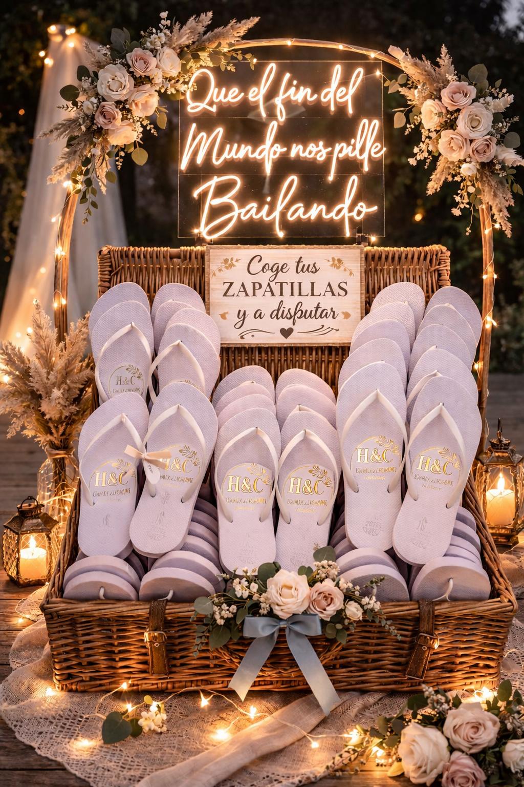 Chanclas personalizadas para invitados de boda
