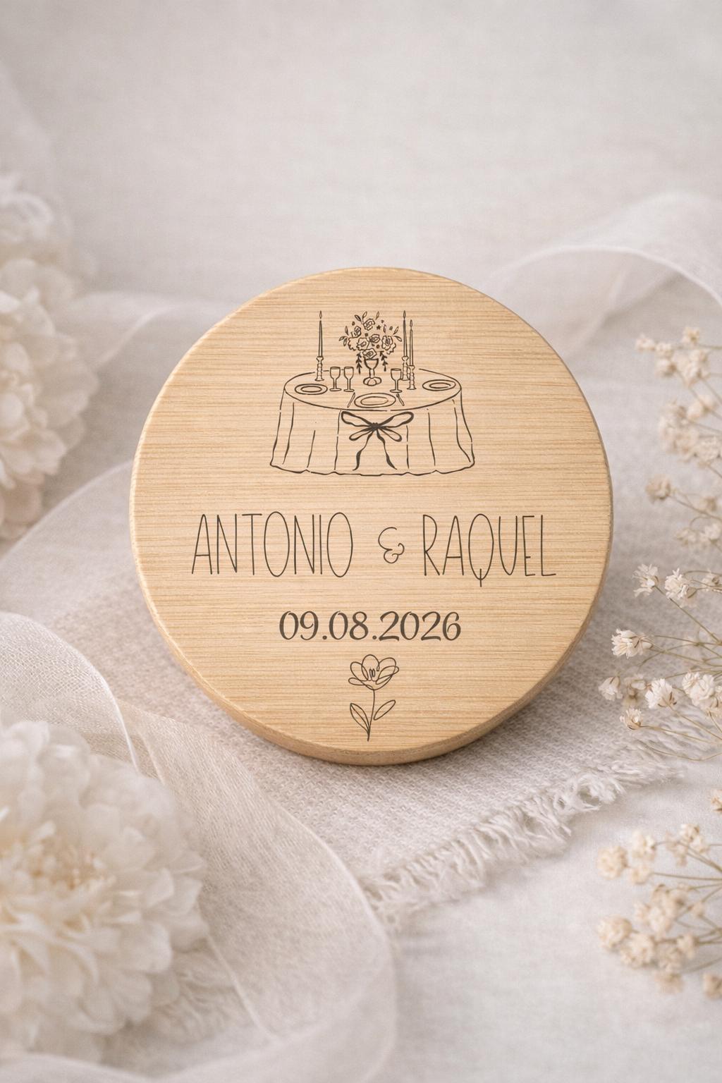 Espejo de Madera Personalizado para Boda – Detalle Original para Invitados