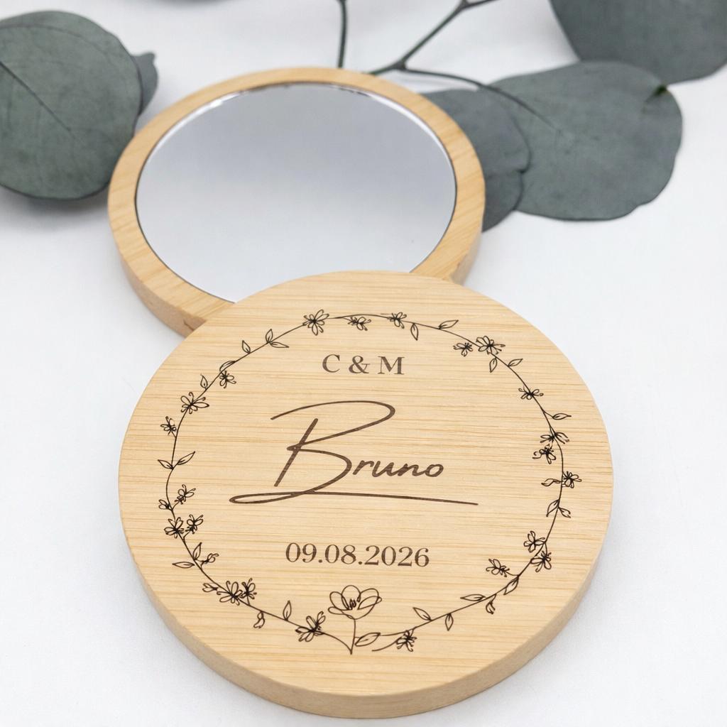 Espejo de Madera Personalizado para Boda – Detalle Original para Invitados