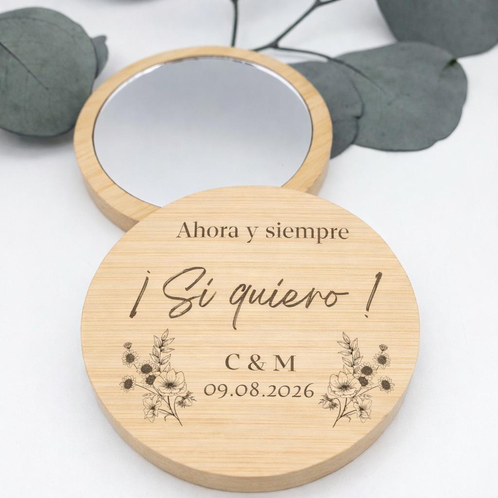 Espejo de Madera Personalizado para Boda – Detalle Original para Invitados