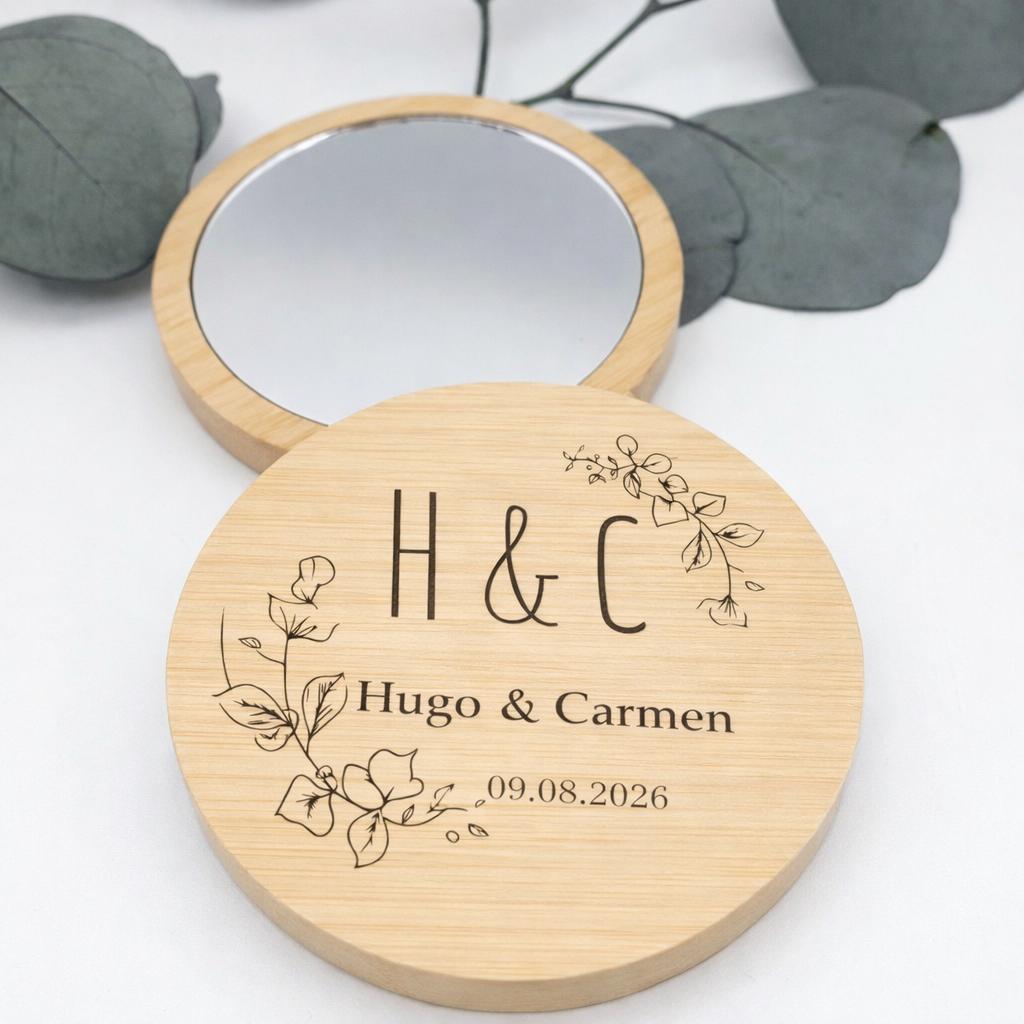 Espejo de Madera Personalizado para Boda – Detalle Original para Invitados